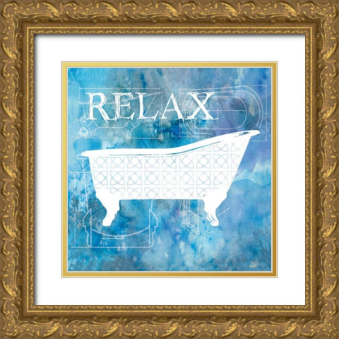 Bath Plans III Gold Ornate Wood Framed Art Print with Double Matting by Robinson, Carol