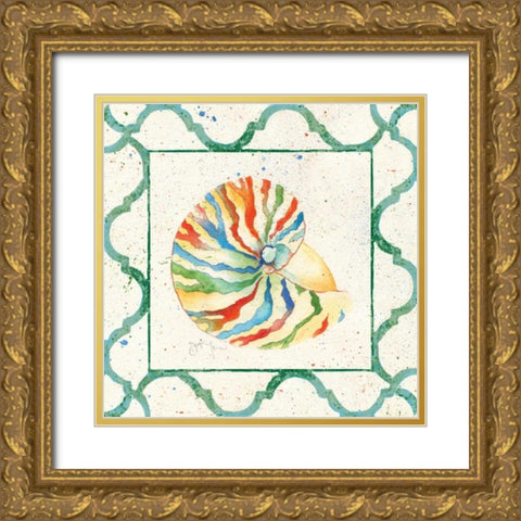Zebra Nautilus Gold Ornate Wood Framed Art Print with Double Matting by Tava Studios