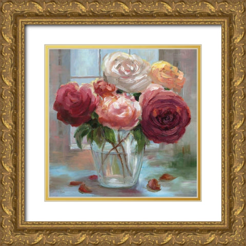 Rose Society Gold Ornate Wood Framed Art Print with Double Matting by Nan