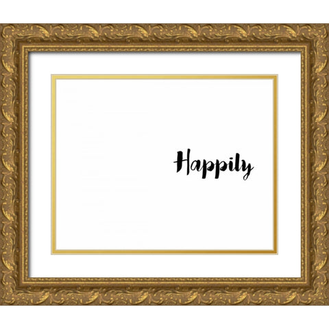 Happily Ever Gold Ornate Wood Framed Art Print with Double Matting by CAD Designs