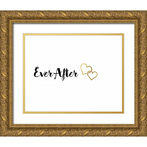 Happily Ever Gold Ornate Wood Framed Art Print with Double Matting by CAD Designs