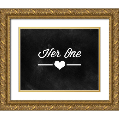 Her One, His Only Gold Ornate Wood Framed Art Print with Double Matting by CAD Designs