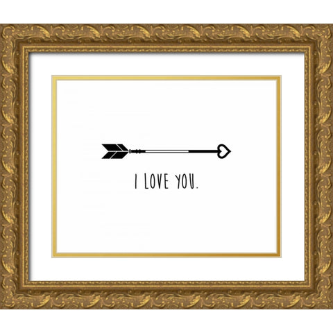 Love Arrow I Gold Ornate Wood Framed Art Print with Double Matting by CAD Designs