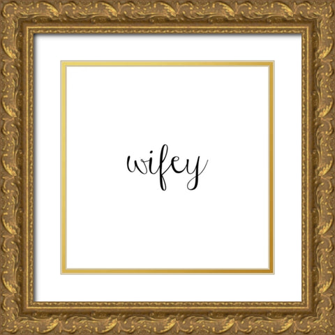 Hubby And Wifey II Gold Ornate Wood Framed Art Print with Double Matting by CAD Designs