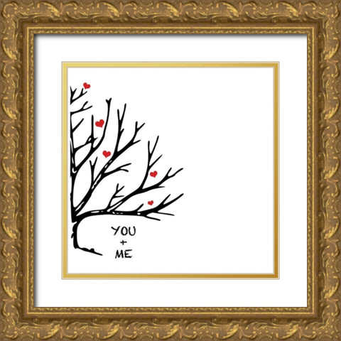 You And Me II Gold Ornate Wood Framed Art Print with Double Matting by CAD Designs