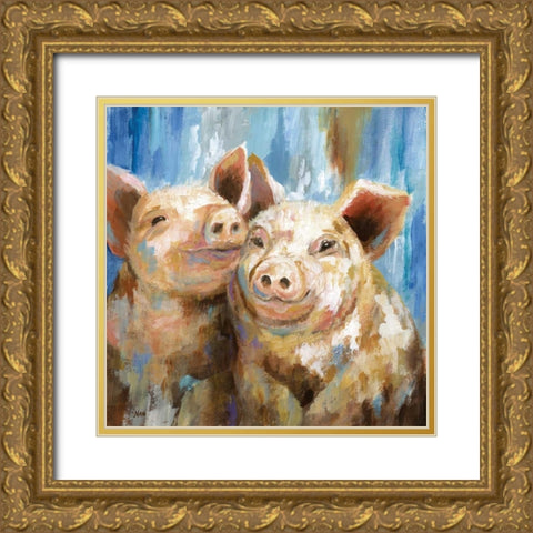 Mud Buddies Gold Ornate Wood Framed Art Print with Double Matting by Nan