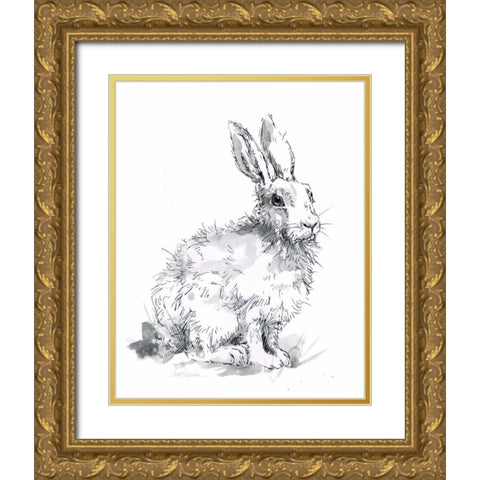 Garden Hare I Gold Ornate Wood Framed Art Print with Double Matting by Robinson, Carol