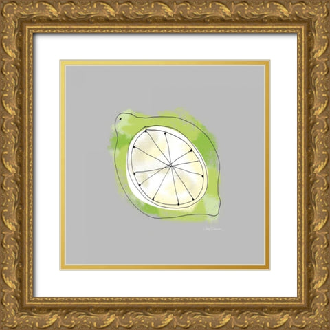 Splash Of Lime Gold Ornate Wood Framed Art Print with Double Matting by Robinson, Carol