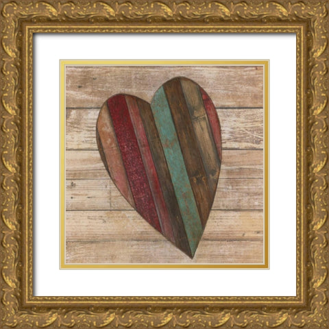 Heart Gold Ornate Wood Framed Art Print with Double Matting by Tava Studios