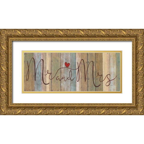 Mr. and Mrs. Gold Ornate Wood Framed Art Print with Double Matting by Tava Studios