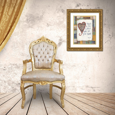 Trust In The Lord Gold Ornate Wood Framed Art Print with Double Matting by Tava Studios