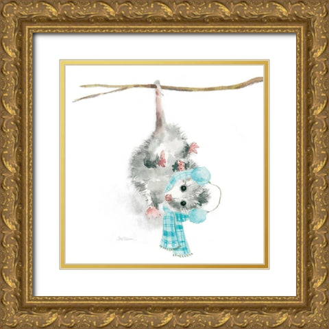 Christmas Critter Gold Ornate Wood Framed Art Print with Double Matting by Robinson, Carol