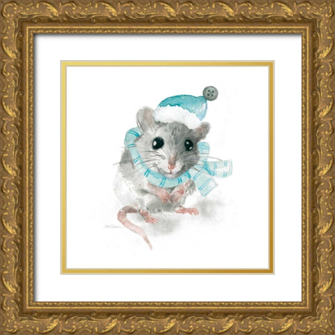 Christmas Critter Gold Ornate Wood Framed Art Print with Double Matting by Robinson, Carol