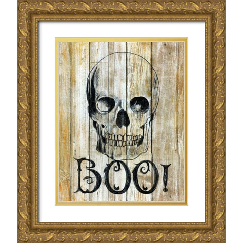 Boo! Gold Ornate Wood Framed Art Print with Double Matting by Tava, Janet