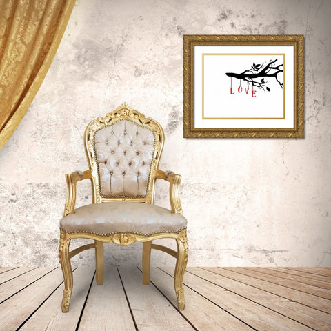 Love Birds I Gold Ornate Wood Framed Art Print with Double Matting by CAD Designs