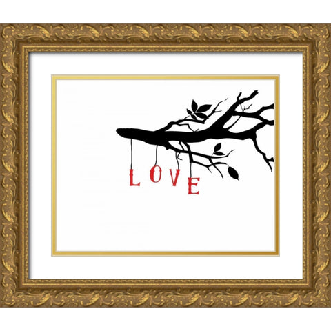 Love Birds I Gold Ornate Wood Framed Art Print with Double Matting by CAD Designs