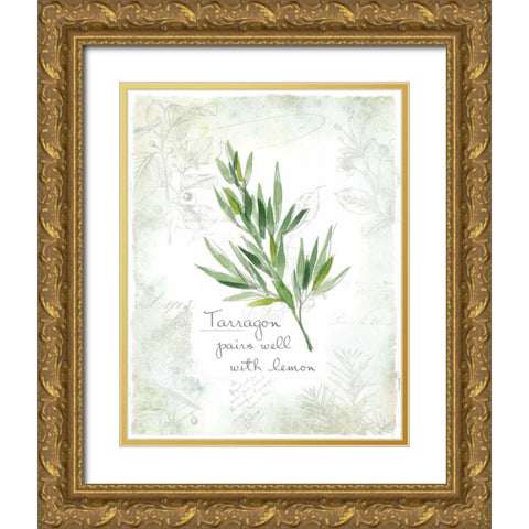 Fresh Tarragon Gold Ornate Wood Framed Art Print with Double Matting by Robinson, Carol
