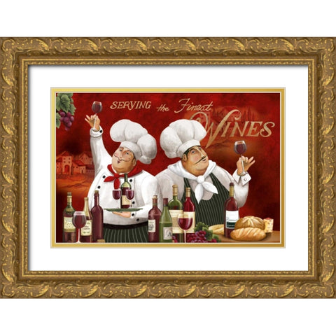 Chef Duo Gold Ornate Wood Framed Art Print with Double Matting by Knutsen, Conrad
