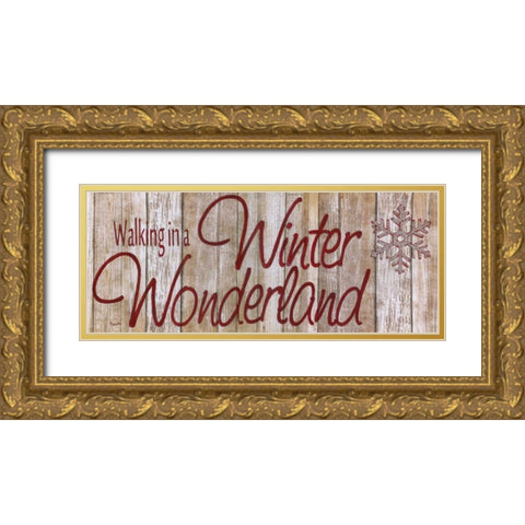 Winter Wonderland Gold Ornate Wood Framed Art Print with Double Matting by Tava Studios