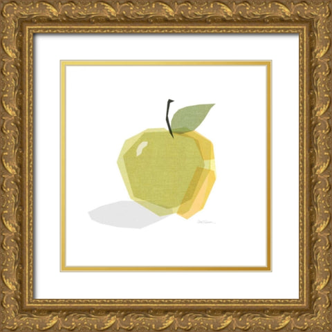 Green Linen Apple Gold Ornate Wood Framed Art Print with Double Matting by Robinson, Carol