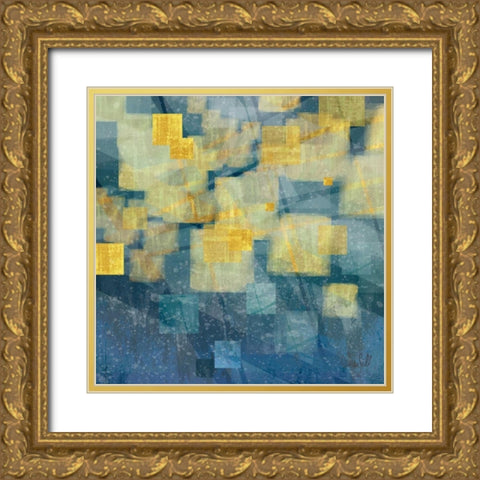 Indigo Rain Gold Ornate Wood Framed Art Print with Double Matting by Jill, Susan