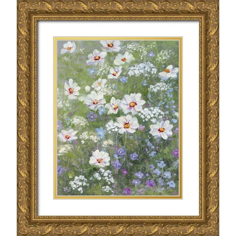 Springtime Flower Gold Ornate Wood Framed Art Print with Double Matting by Swatland, Sally