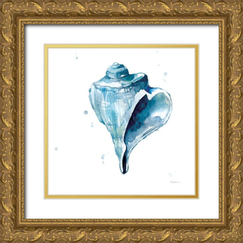 Blue Shell Calm Gold Ornate Wood Framed Art Print with Double Matting by Robinson, Carol