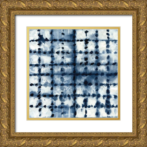 Shibori Patchwork Gold Ornate Wood Framed Art Print with Double Matting by Robinson, Carol