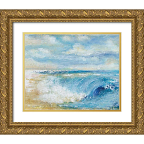 The Perfect Wave Gold Ornate Wood Framed Art Print with Double Matting by Tava Studios