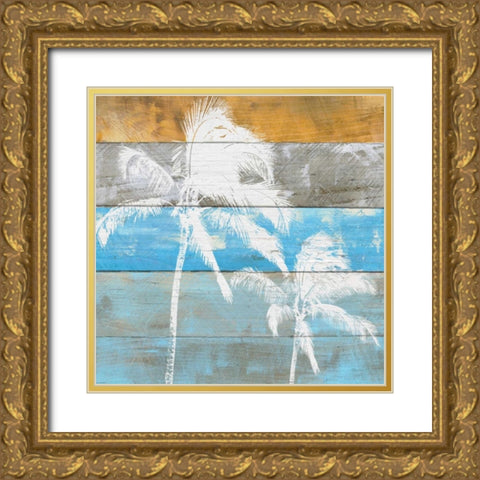 Woodgrain Palms Gold Ornate Wood Framed Art Print with Double Matting by Craven, Katrina