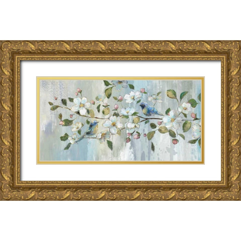 Painterly Spring Gold Ornate Wood Framed Art Print with Double Matting by Nan