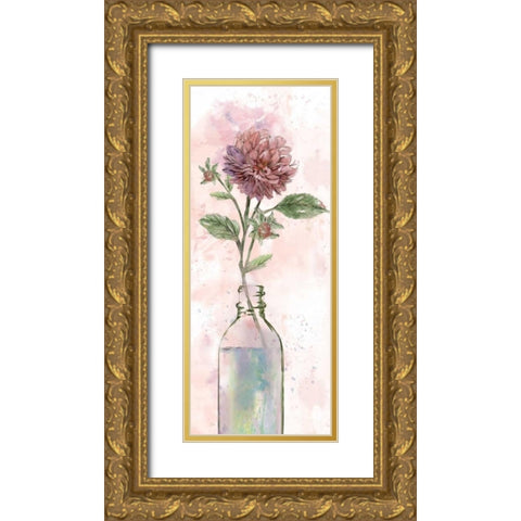 Vintage Bottle Dahlia Gold Ornate Wood Framed Art Print with Double Matting by Nan
