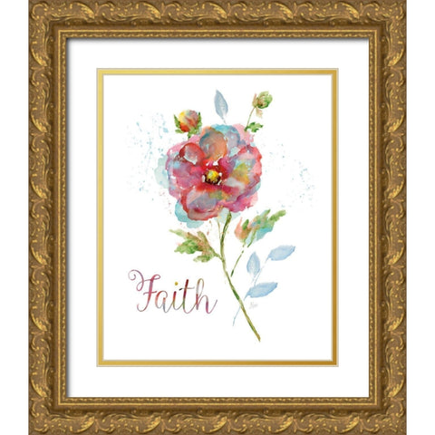 Botanical Faith Gold Ornate Wood Framed Art Print with Double Matting by Nan