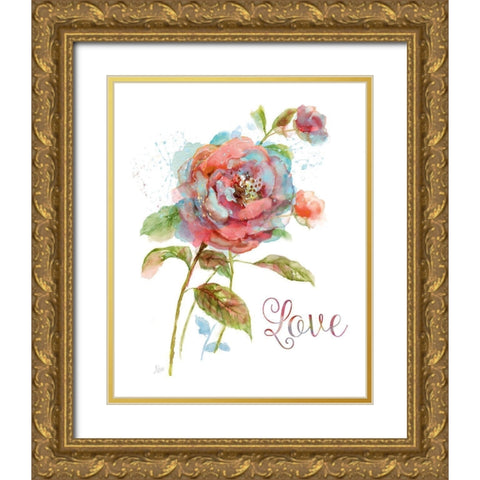 Botanical Love Gold Ornate Wood Framed Art Print with Double Matting by Nan