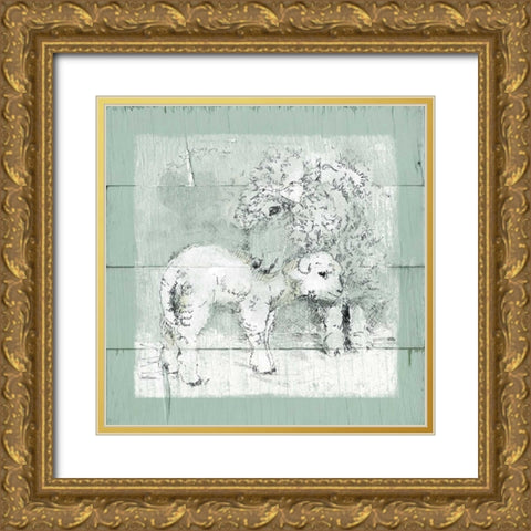Gentle Lamb II Gold Ornate Wood Framed Art Print with Double Matting by Robinson, Carol
