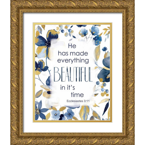 Indigo Scripture I Gold Ornate Wood Framed Art Print with Double Matting by Robinson, Carol