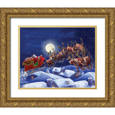 Rooftop Ride Gold Ornate Wood Framed Art Print with Double Matting by Corti, Marcello