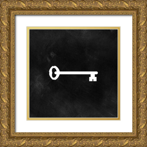 Lock And Key I Gold Ornate Wood Framed Art Print with Double Matting by CAD Designs