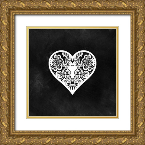 Lock And Key II Gold Ornate Wood Framed Art Print with Double Matting by CAD Designs