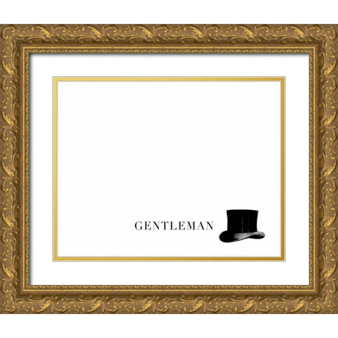 Gentleman And Lady Gold Ornate Wood Framed Art Print with Double Matting by CAD Designs