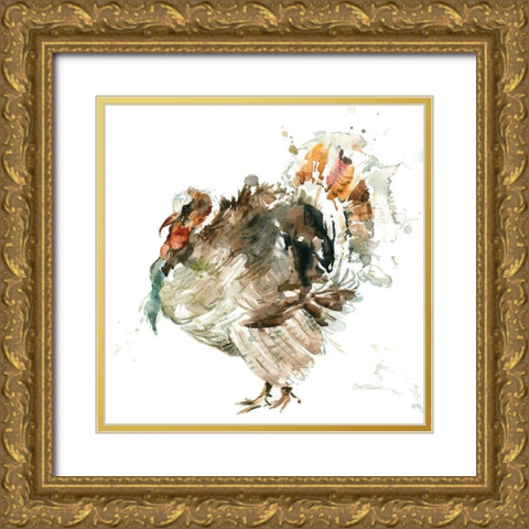 Harvest Turkey Gold Ornate Wood Framed Art Print with Double Matting by Robinson, Carol