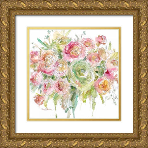 Graceful Bouquet Gold Ornate Wood Framed Art Print with Double Matting by Robinson, Carol