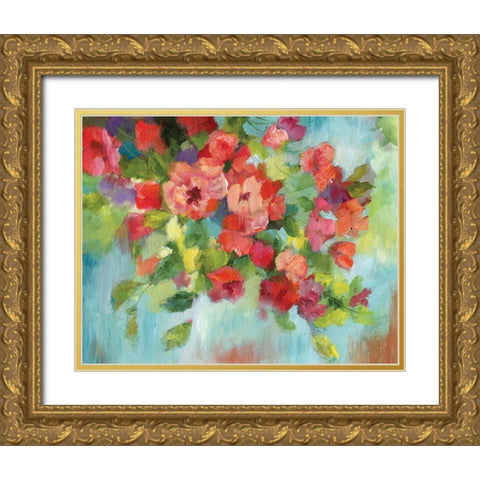 Cascading Blossoms Gold Ornate Wood Framed Art Print with Double Matting by Nan