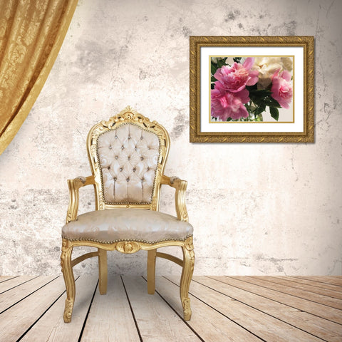 Fresh Cut Peonies Gold Ornate Wood Framed Art Print with Double Matting by Nan