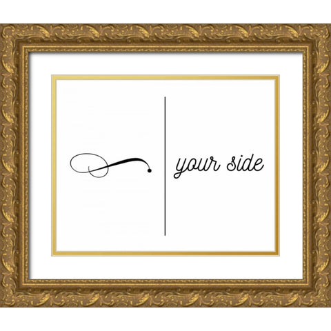 My Side, Your Gold Ornate Wood Framed Art Print with Double Matting by CAD Designs