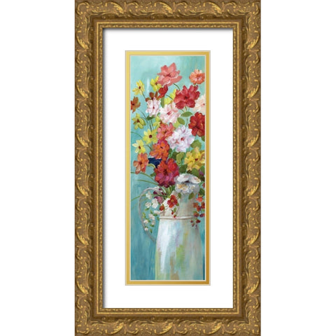 Country Bouquet I Gold Ornate Wood Framed Art Print with Double Matting by Nan