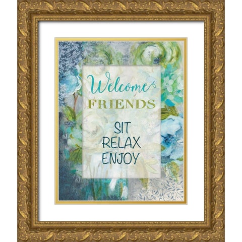 Welcome Blessing I Gold Ornate Wood Framed Art Print with Double Matting by Robinson, Carol
