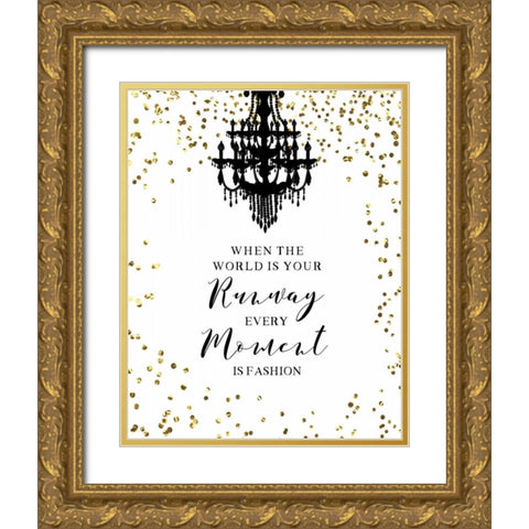 Runway Moment Gold Ornate Wood Framed Art Print with Double Matting by CAD Designs