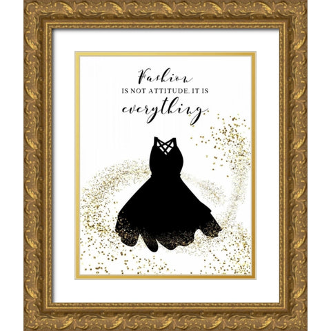 Fashion is Gold Ornate Wood Framed Art Print with Double Matting by CAD Designs