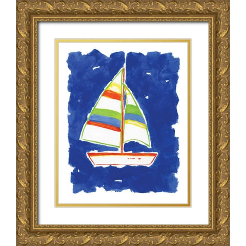 Bright Boat Gold Ornate Wood Framed Art Print with Double Matting by Nan